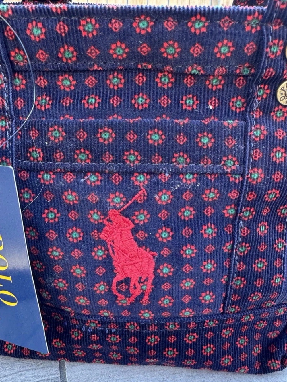 Polo by Ralph Lauren Navy Tote with Red Patterned Accents - Picture 3 of 8